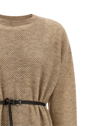 Beige Wool Midi Dress