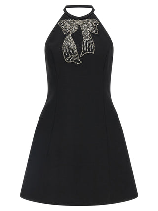 Black Virgin Wool Short Dress