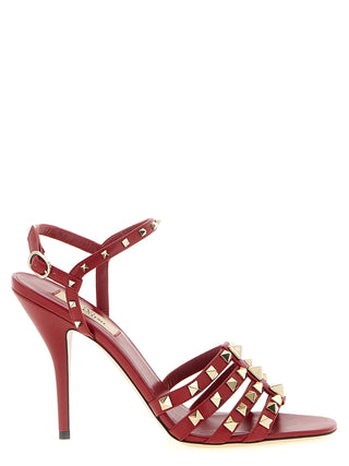 Red Calfskin Stiletto Heel Sandals