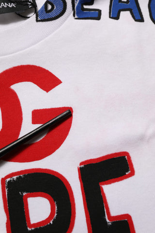 White Graphic Cotton Jersey Cropped T-shirt