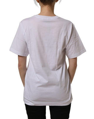 White Cotton Gold DG Logo Crew Neck T-shirt