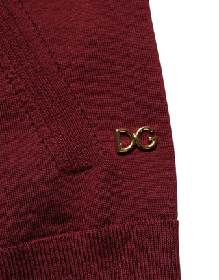 Maroon Wool Knitted CrewNeck Pullover Sweater
