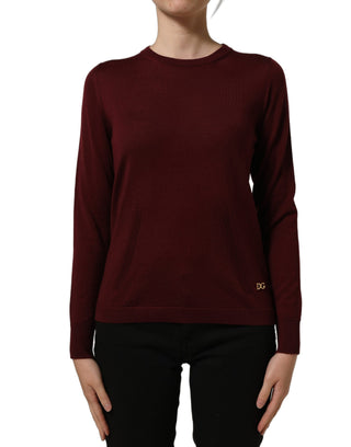 Maroon Wool Knitted CrewNeck Pullover Sweater