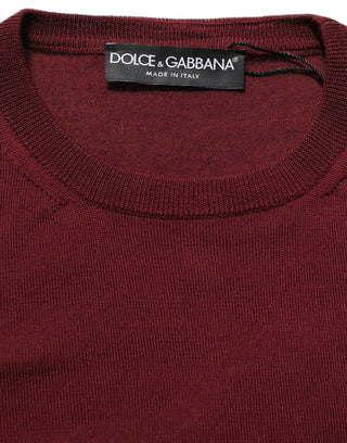 Maroon Wool Knitted CrewNeck Pullover Sweater