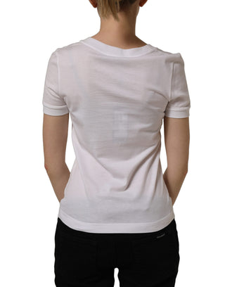 White Crystal Embellished Cross Top T-shirt