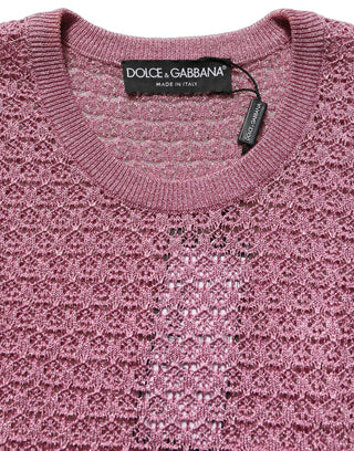 Pink Sheer Mesh Crew Neck Sleeveless Tank Top