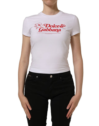 White Floral Logo Print Crew Neck T-shirt