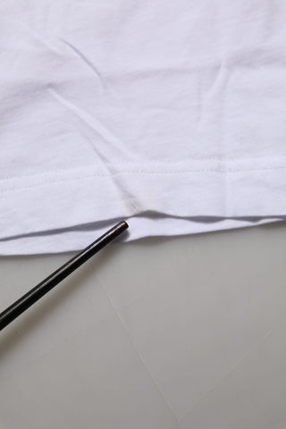 White Logo Patch Cotton Crew Neck T-shirt