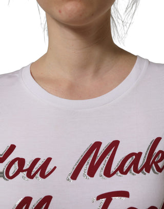 White Graphic Print Cotton Crew Neck T-shirt