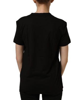 Black Cotton Crew Neck Short Sleeves T-shirt
