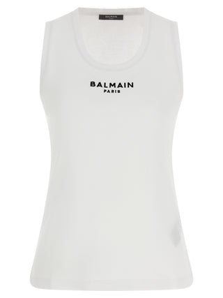 White Cotton Sleeveles T-Shirt