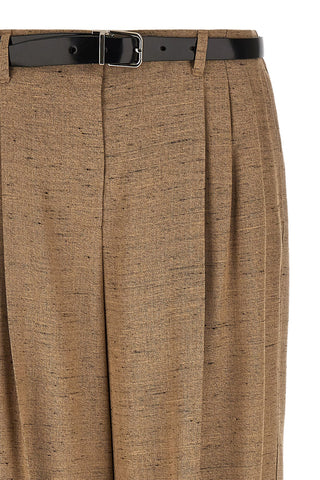Beige Viscose Casual Pants