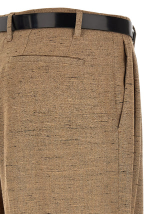 Beige Viscose Casual Pants
