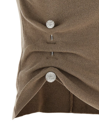 Beige Virgin Wool Sleeveles T-Shirt