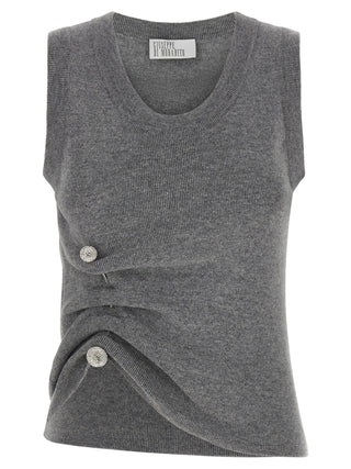 Gray Virgin Wool Sleeveles Sweater