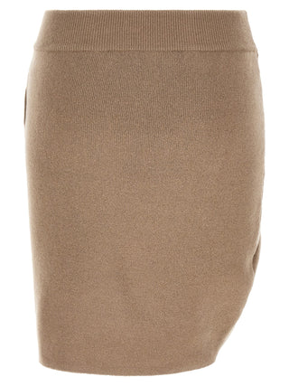 Beige Virgin Wool Long Skirt
