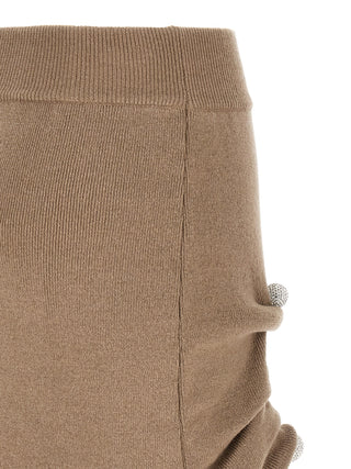 Beige Virgin Wool Long Skirt