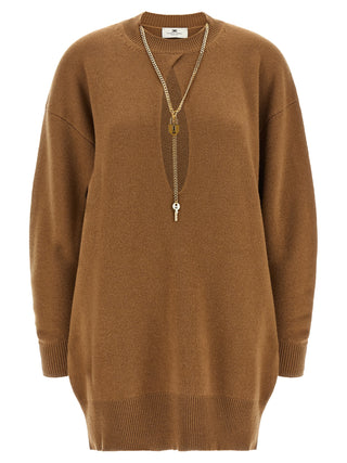 Brown Wool Short Dress