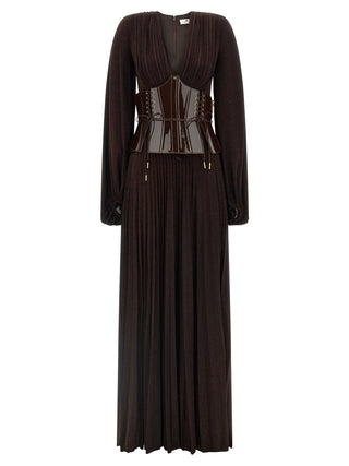 Brown Viscose Long Dress