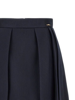 Blue Virgin Wool Long Skirt