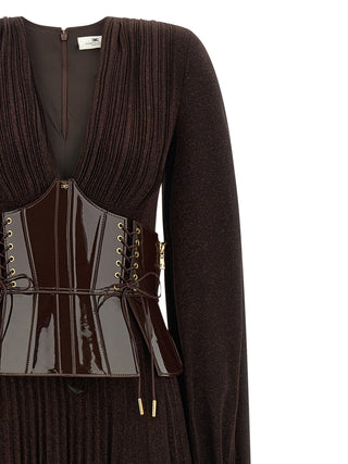 Brown Viscose Long Dress