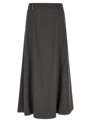 Gray Virgin Wool Midi Skirt