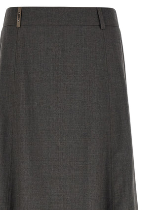 Gray Virgin Wool Midi Skirt