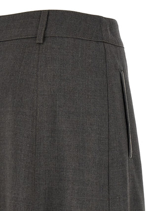Gray Virgin Wool Midi Skirt