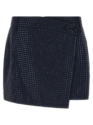 Blue Polyester Long Skirt