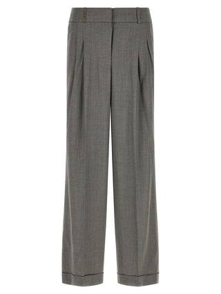 Gray Virgin Wool Casual Pants