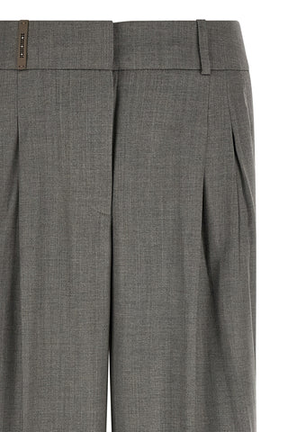 Gray Virgin Wool Casual Pants