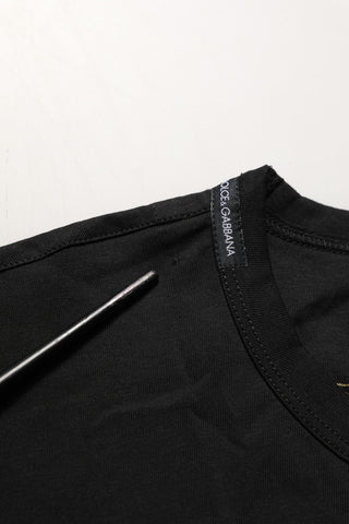 Black Cotton Crew Neck Short Sleeve T-shirt