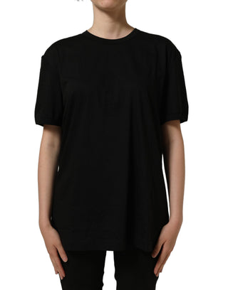 Black Cotton Crew Neck Short Sleeve T-shirt