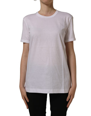 White Cotton Crew Neck Short Sleeves T-shirt