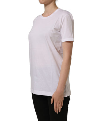 White Cotton Crew Neck Short Sleeves T-shirt