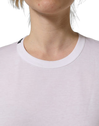 White Cotton Crew Neck Short Sleeves T-shirt