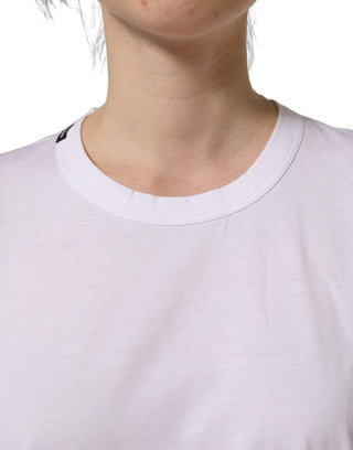 White Cotton Crew Neck Short Sleeves T-shirt