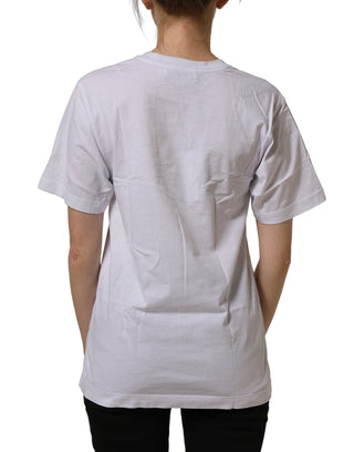 White Cotton Gold DG Logo Crew Neck T-shirt