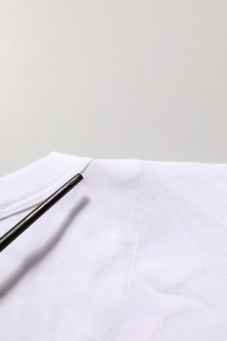 White Cotton Crew Neck Short Sleeves T-shirt