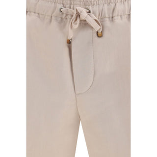 Beige Linen Bermuda Shorts