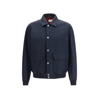 Blue Silk Biker Jacket