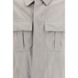 Beige Leather Leather Jacket