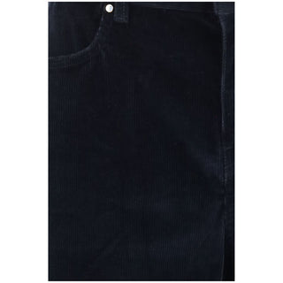 Blue Cotton Casual Pants