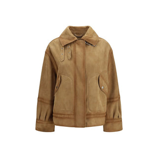 Brown Leather Bomber