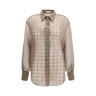 Beige Silk Pattern Shirt