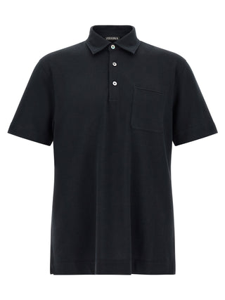 Blue Cotton Polo Shirt