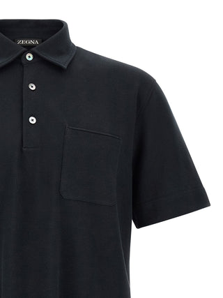 Blue Cotton Polo Shirt