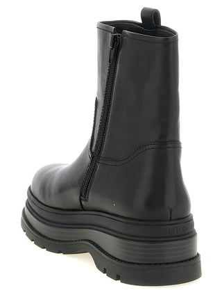 Black Cowhide Ankle Boots