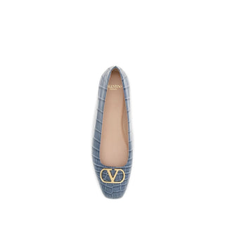 Blue Calf Leather Bos Taurus Ballet Flats