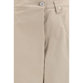 Beige Cotton Casual Pants